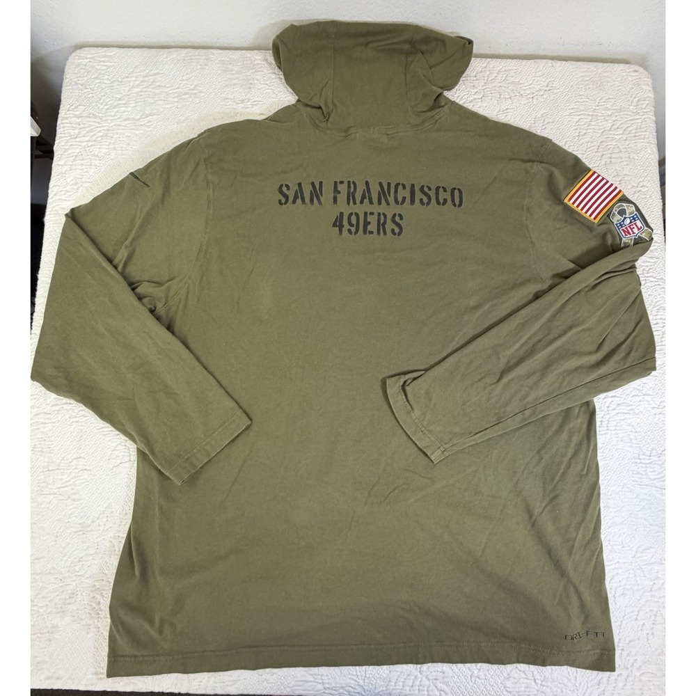 Nike San Francisco 49ers Salute to Service Hoodie Mens 2XL Olive Green Dri-FIT - Picture 2 of 7